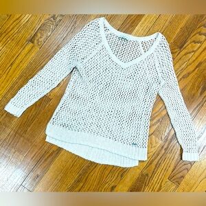 Abercrombie & Fitch Cream Knit Hi Low Oversized Sweater Top Womens XS